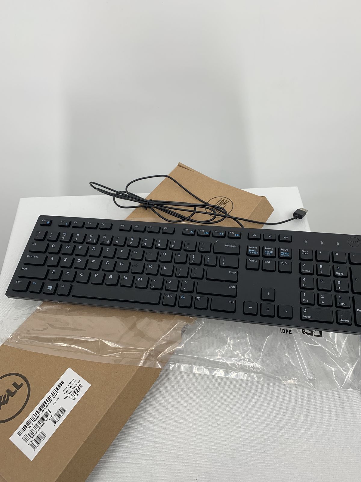 Slim Dell Black Usb Corded Keyboard Rev A03 New