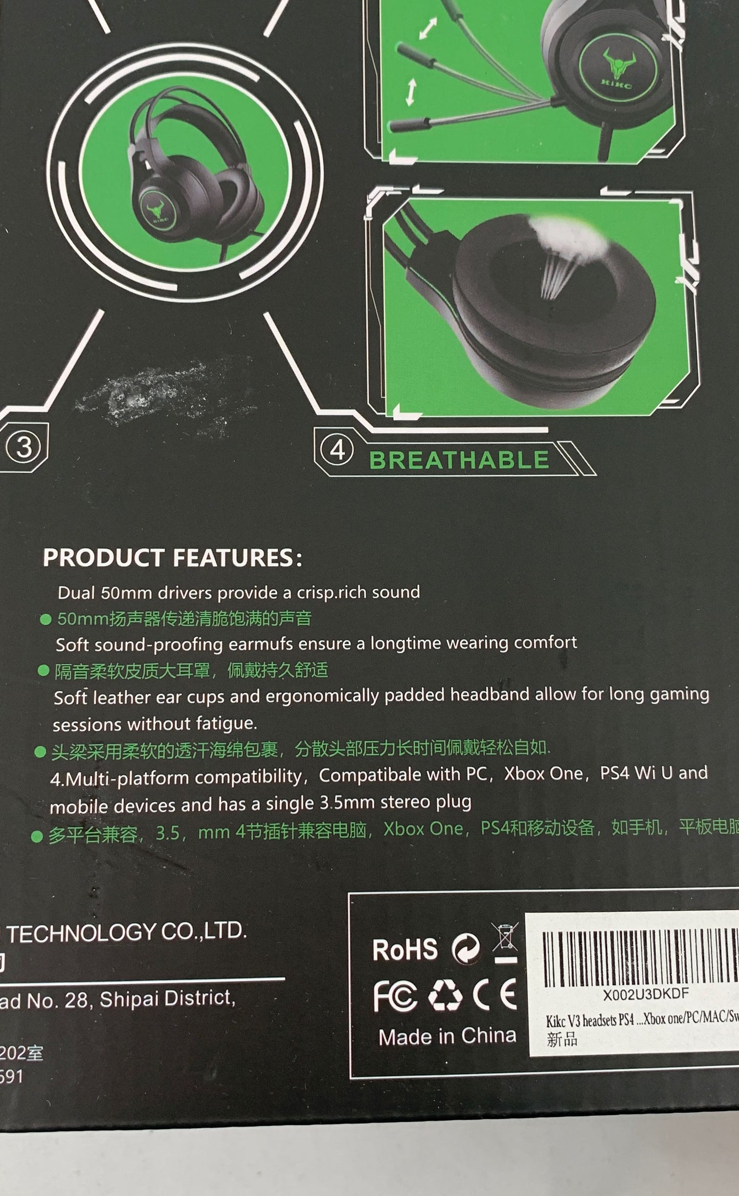 Kikc Black V3 Pro Gaming Stereo Headphones NEW 50mm Driver PC XBOX One PS4