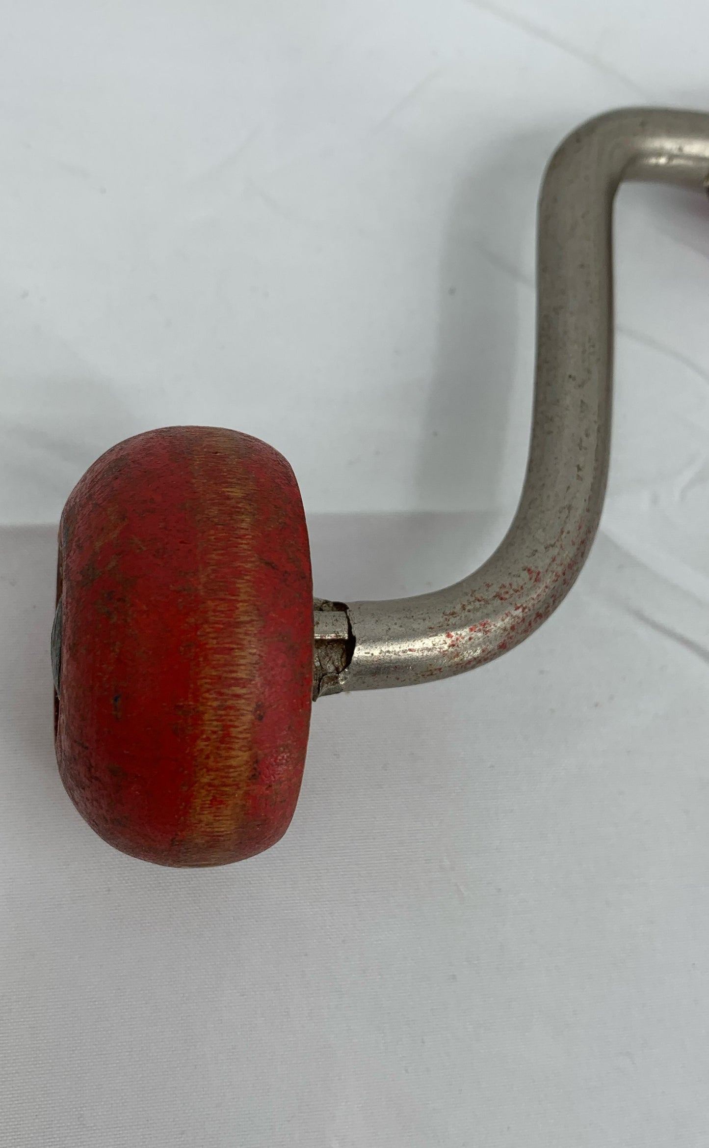Vintage Wood Handle With Metal-Manual Hand Drill-Red 9.5"
