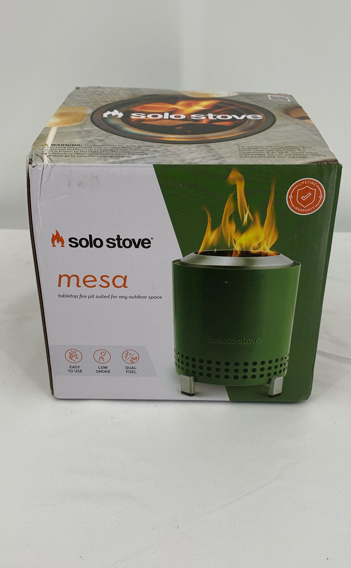 Authentic Solo Stove Mesa Smokeless Tabletop Outdoor Fire Pit Deep Olive