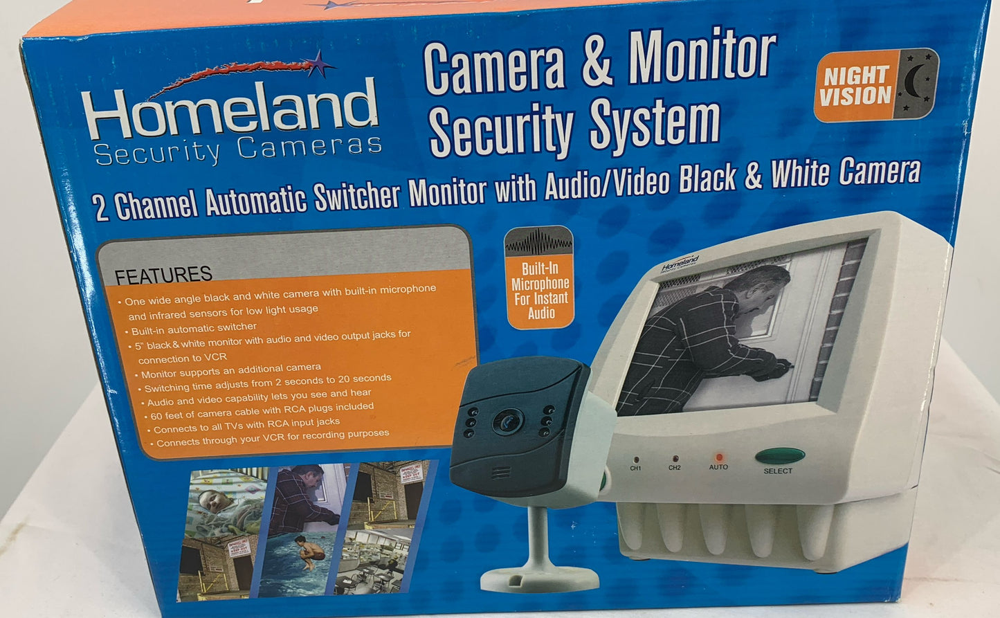 New Homeland Camera & Monitor Security System 2 Channel Audio/Video Model 01875