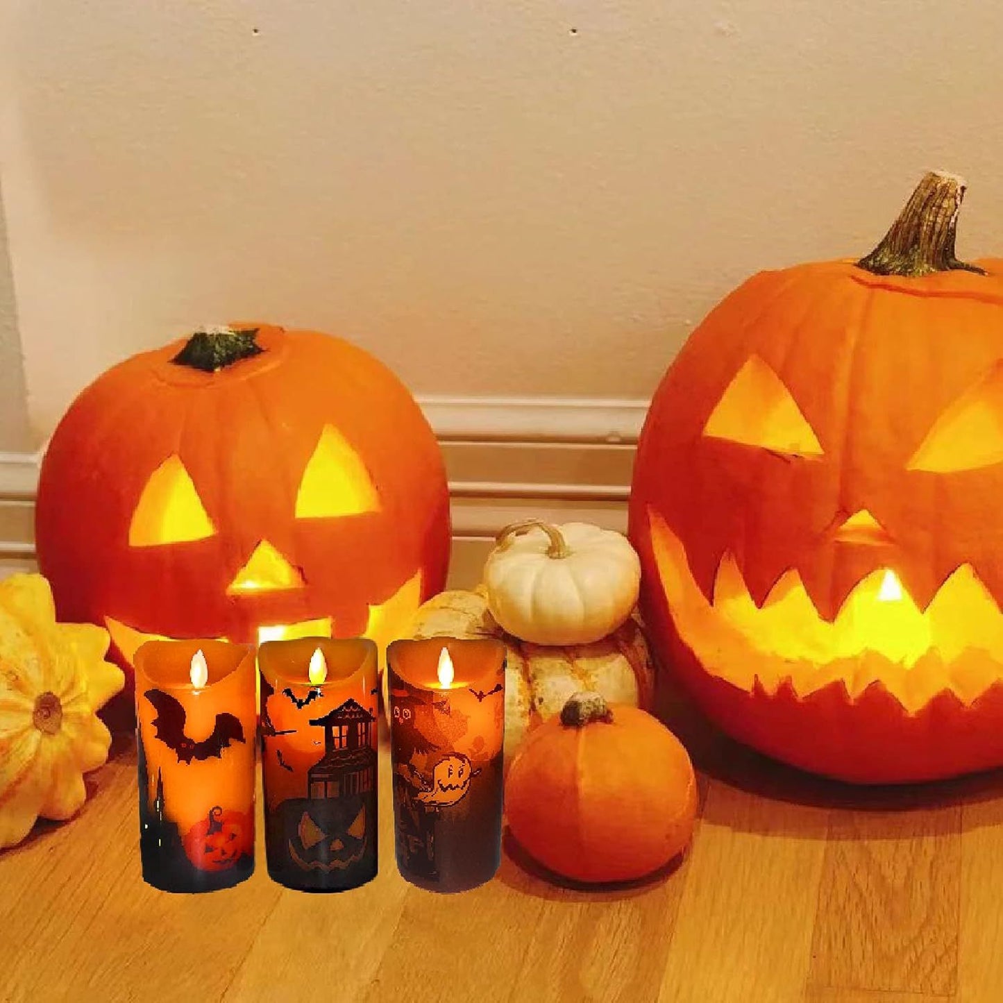 Geharty Halloween LED Flickering Flameless Candles, Moving Flame-Timer & Remote