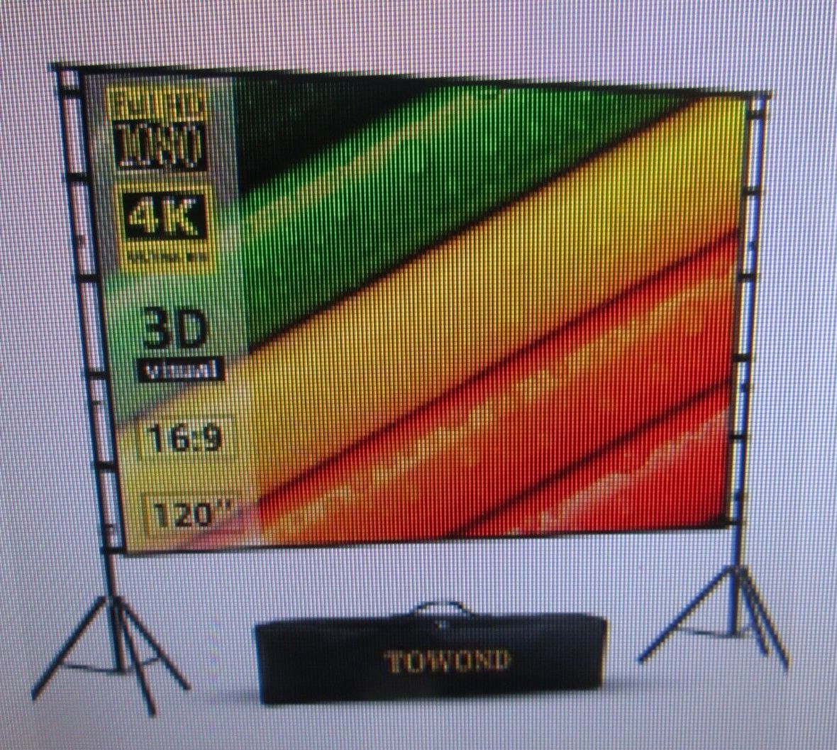Towond Projector Screen With Stand Indoor/Outdoor 120 Inch Proportion: 16.9