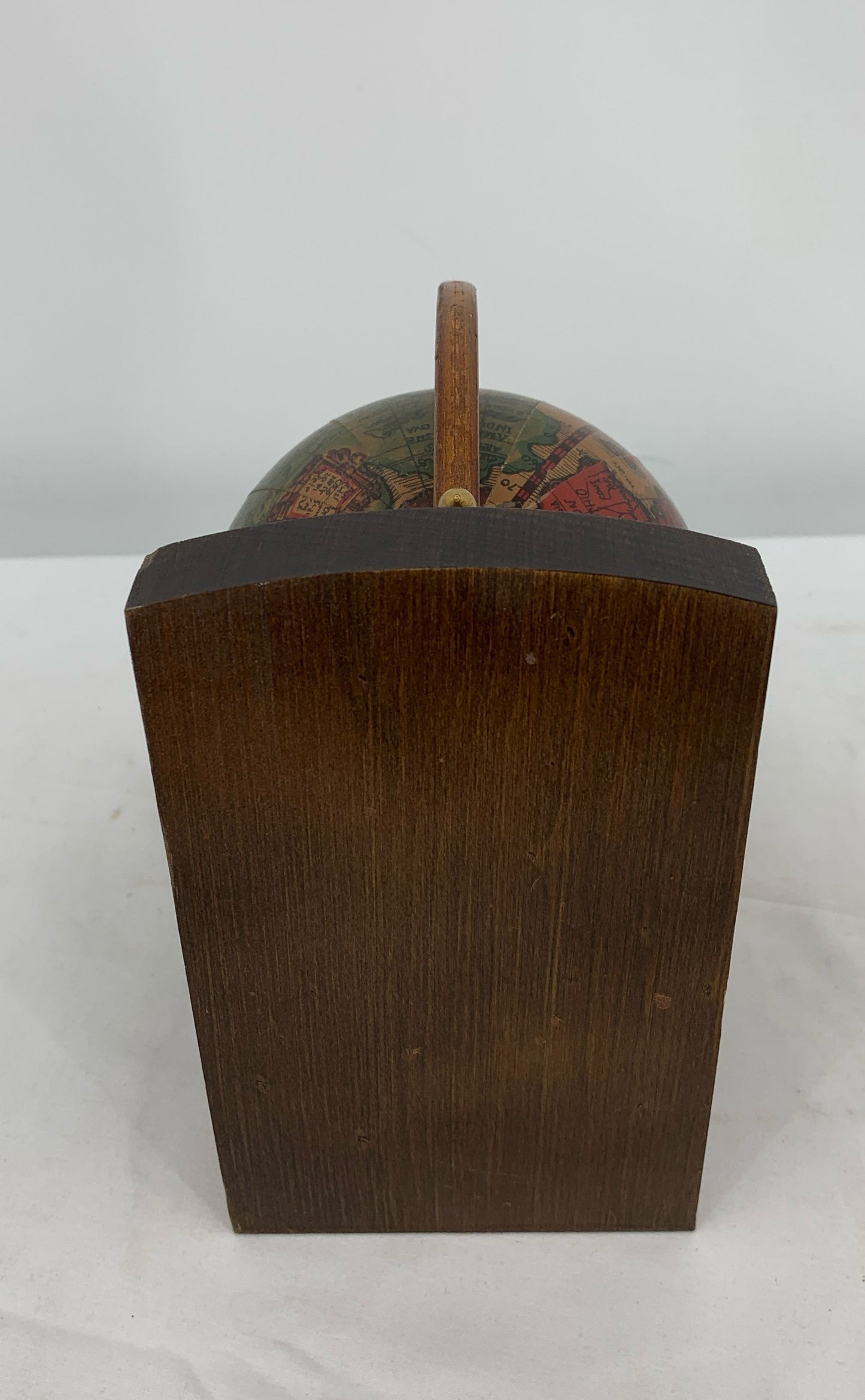 Vintage 1960's Old World Rotating Globe Made In Italy Accents Bookend Wood