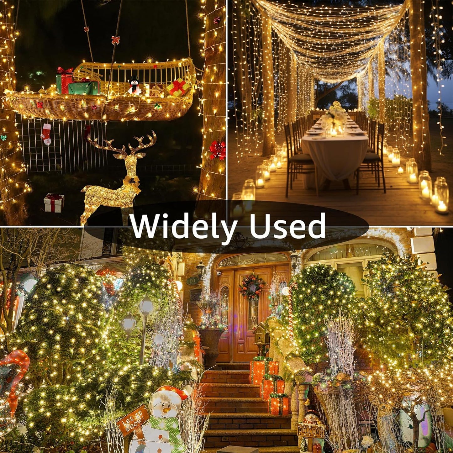 ShineShine 600 Warm White LED Christmas String Lights With Remote & Timer