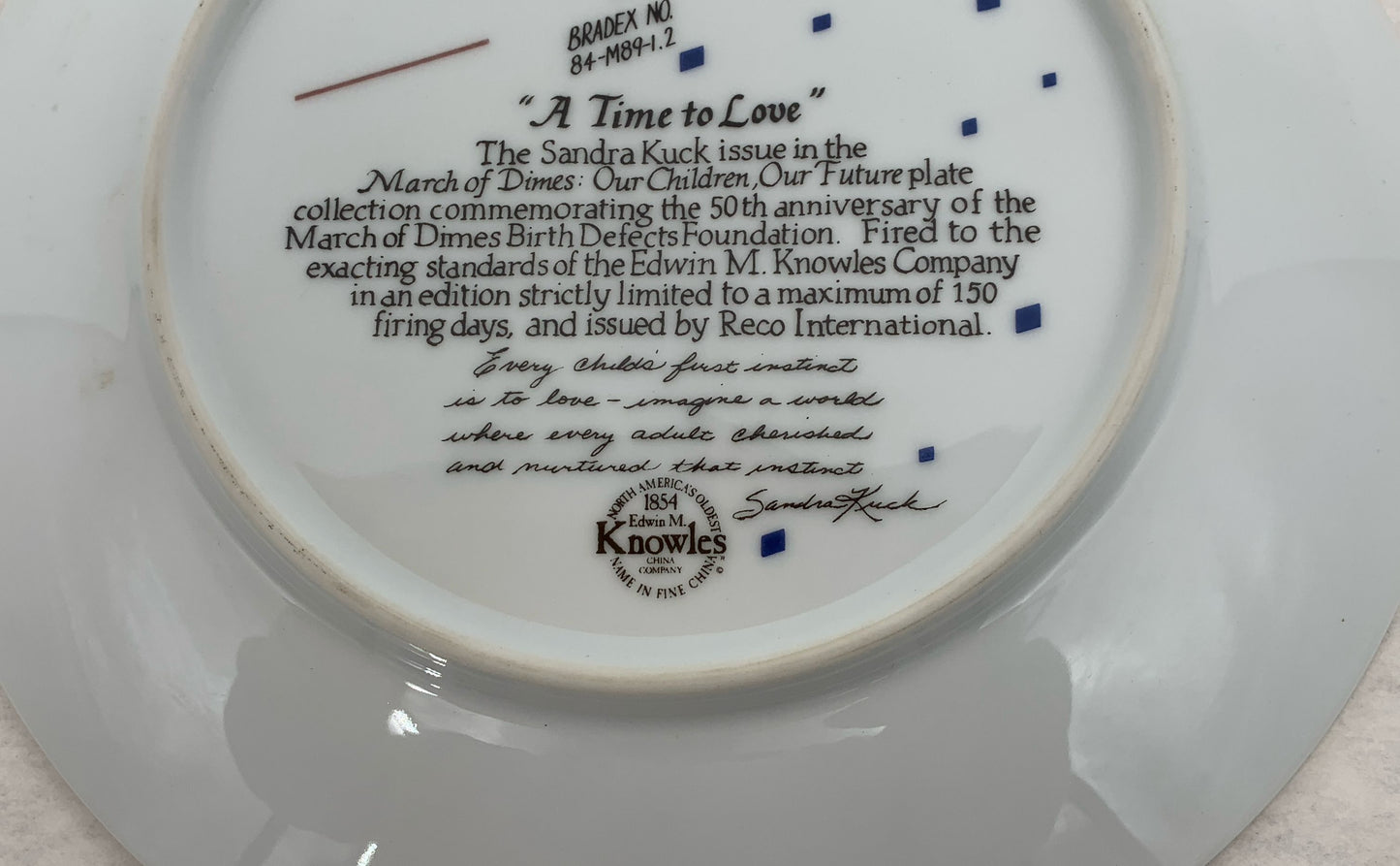 Reco Collector Plate "A Time To Love" Limited Edition By Sandra Kuck 1989