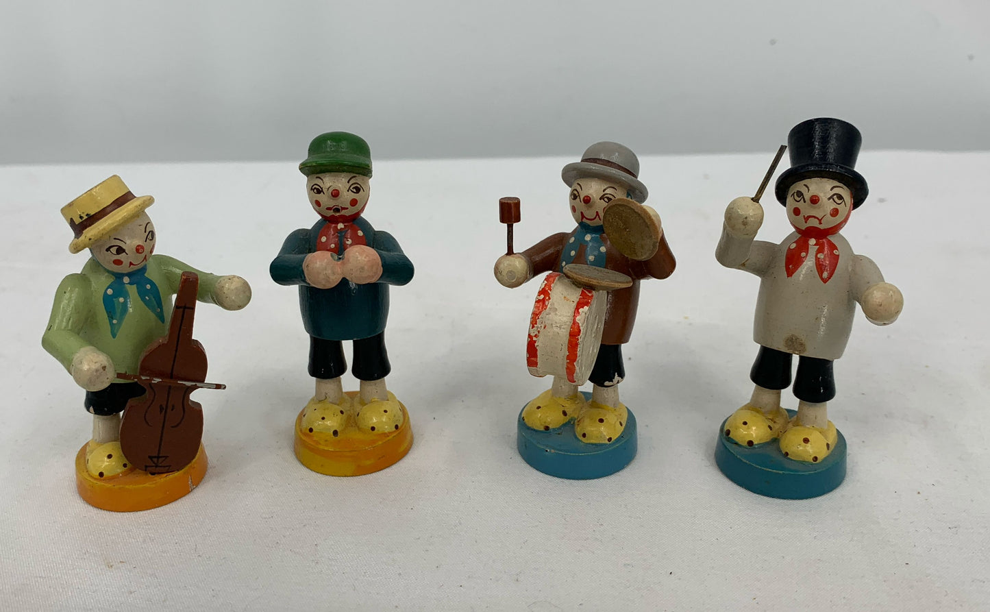 Vintage Carved Wood Band Conductor Figurines-Gesetzlich Geschuzt-Set Of 4
