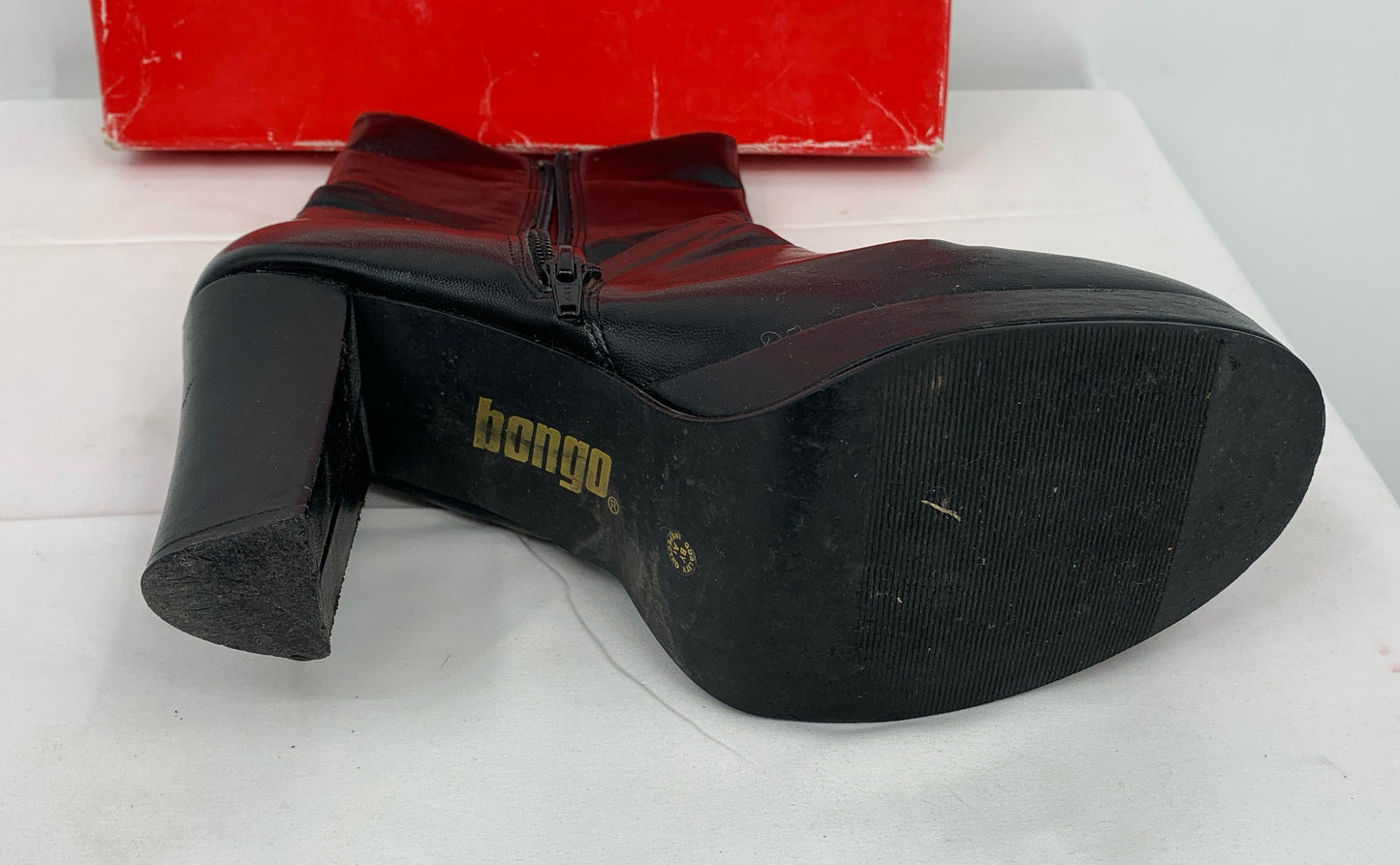 Vintage 1990's Bongo Betty Boot Black 10 M(B) Side Zip With Original Box