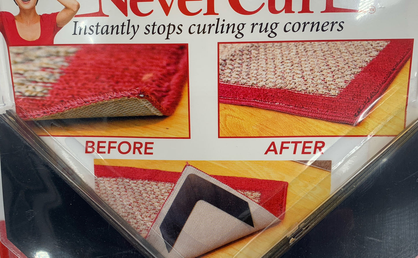 NeverCurl Any Rug Corner Gripper Instantly Stops Curling Rug Corners 4 Pack