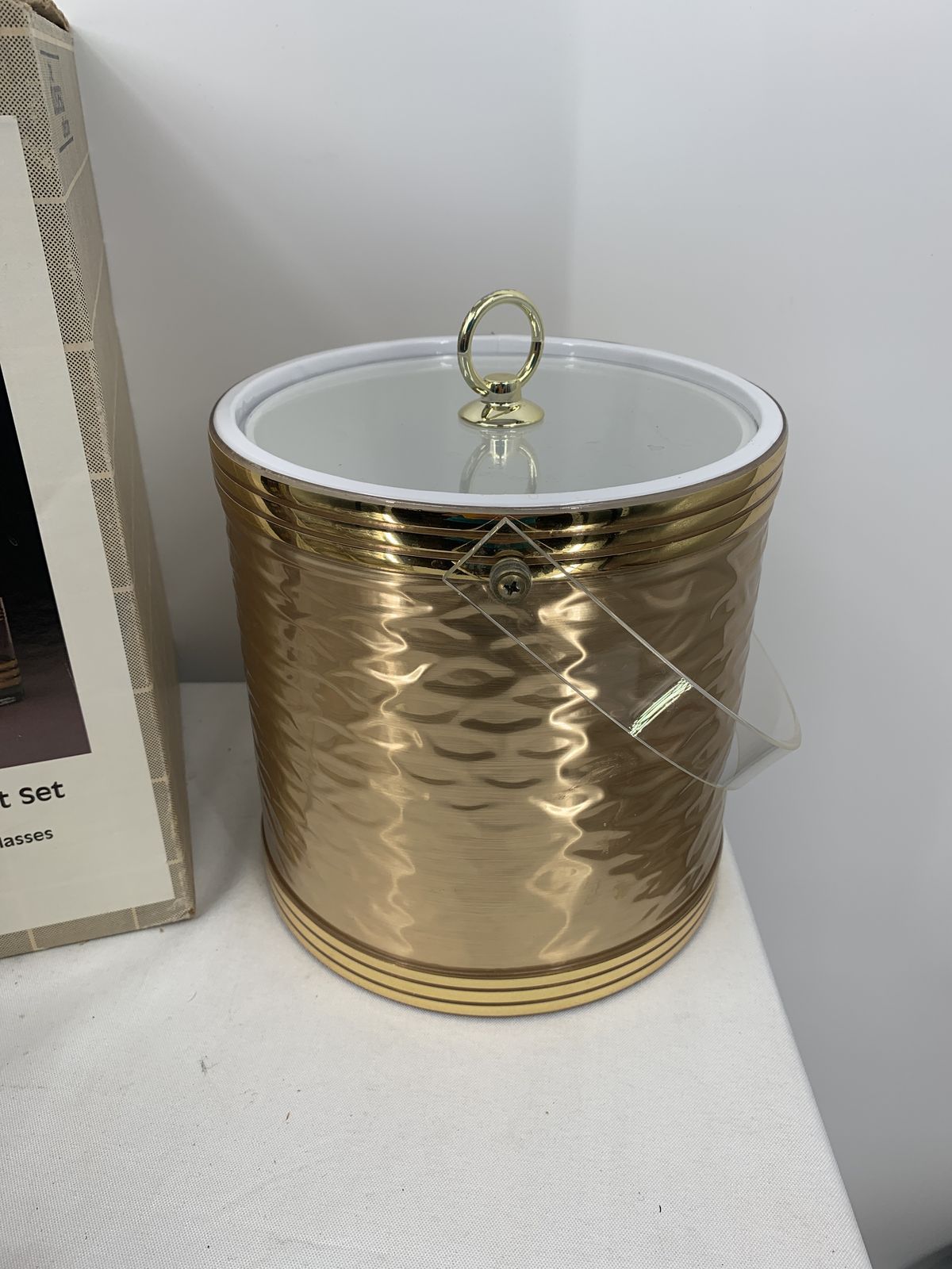 Dusseau Gold Tuxedo 6 Pc. Entertainment Set Ice Bucket 4 Glasses & Shot Glass