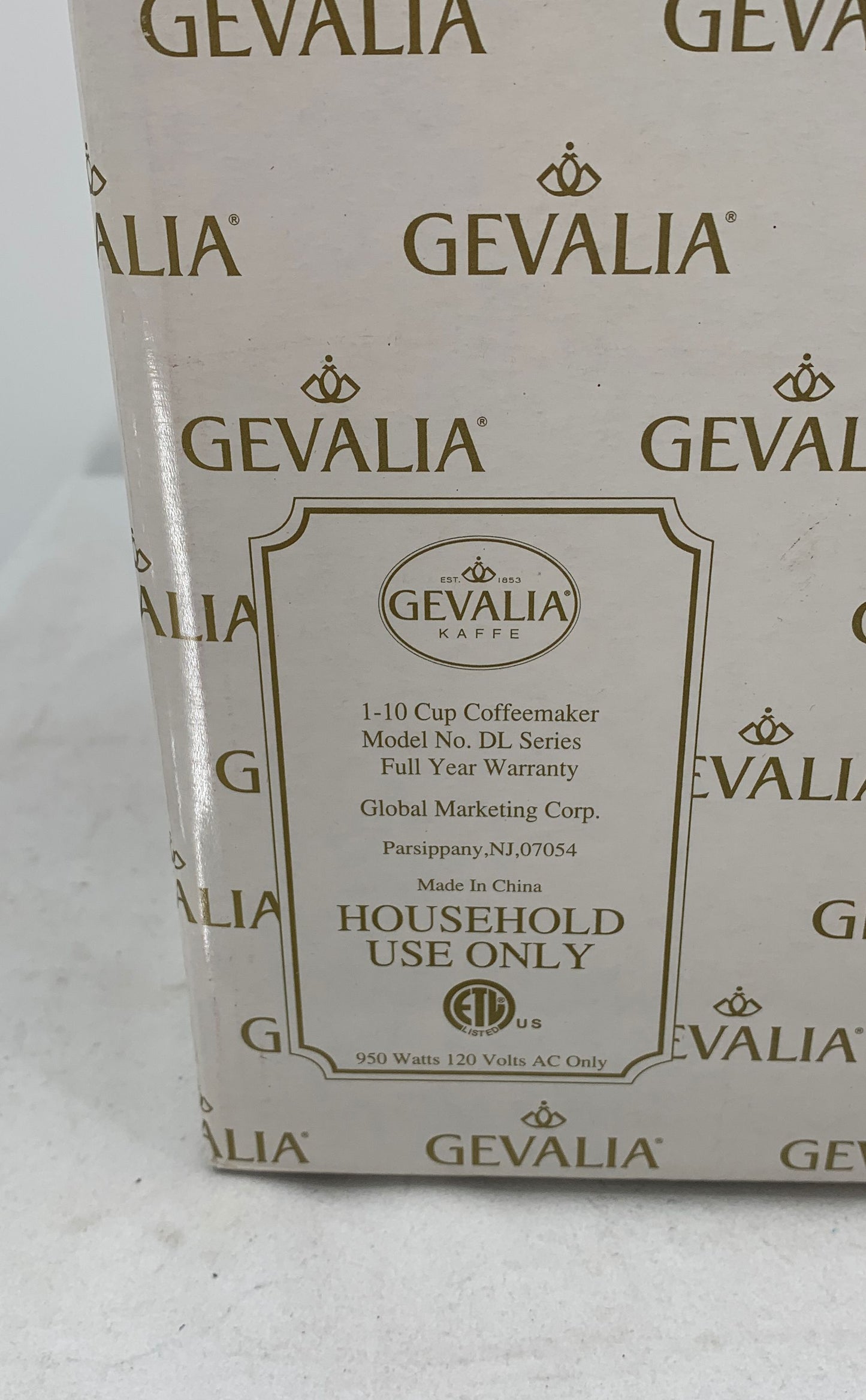 Gevalia White New Kaffe 10 Cup Coffee Maker DL-10W/10B/10G