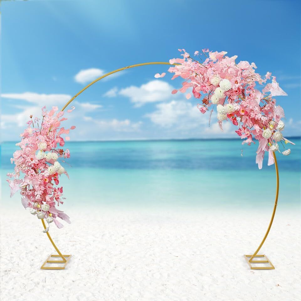 New 9.5 Ft Large Circle Balloon Arch Stand White Metal Arch Wedding Backdrop