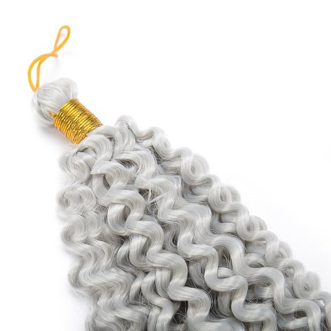 Marlybob Light Grey 3 Bundles Crochet Hair Extension Water Wave 14" Synthetic