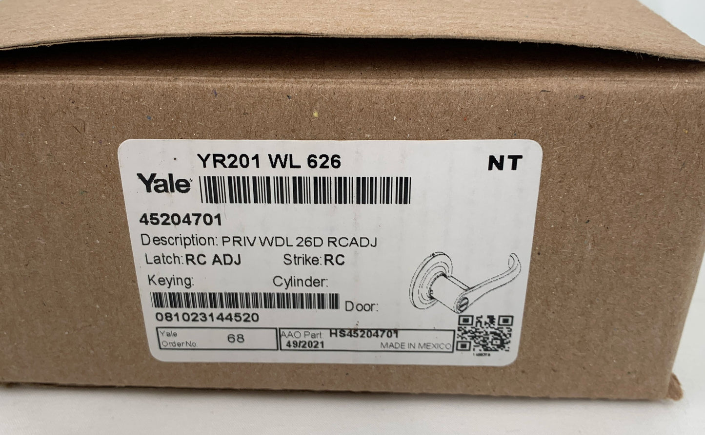 New Yale Push Button Lock Silver Door Handle YR201 WL 626 RC ADJ Latch 2 Pack