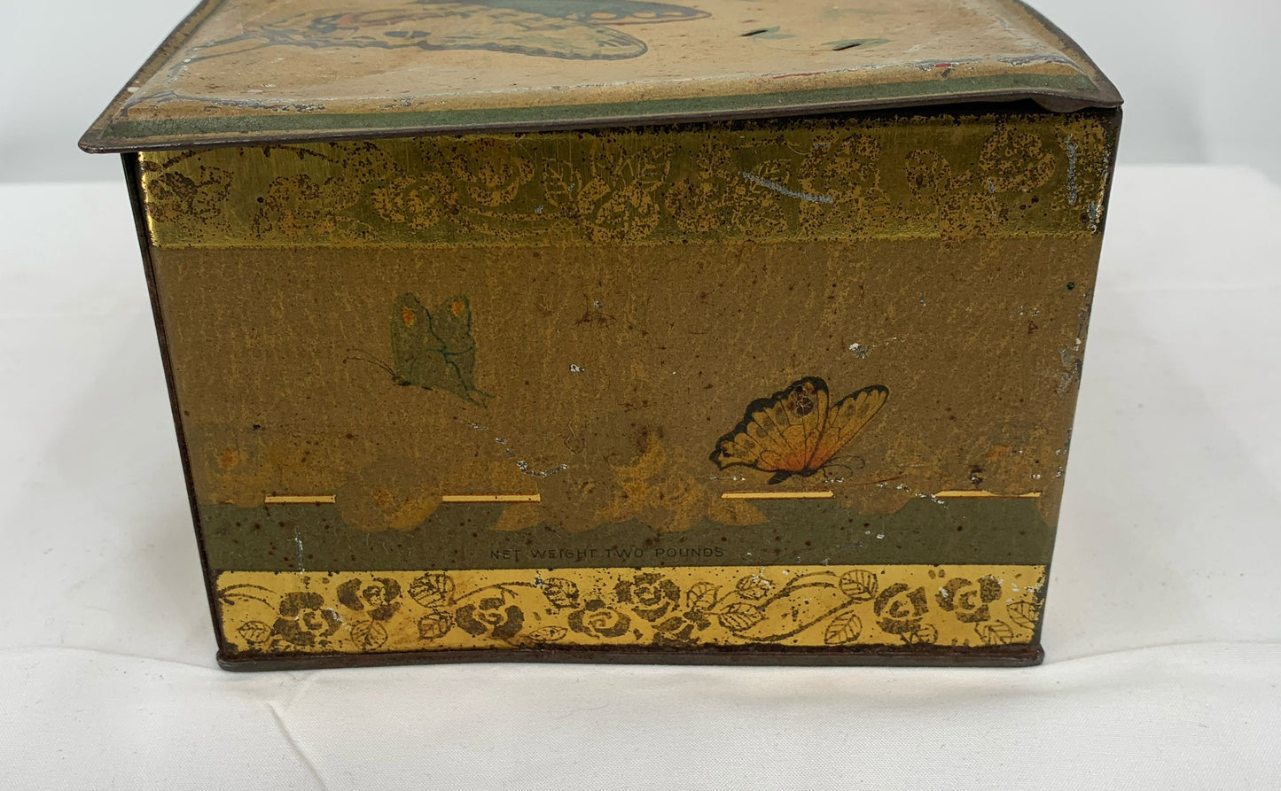 Vintage Artstyle Chocolate Company Tin Box With Butterflies And Latch