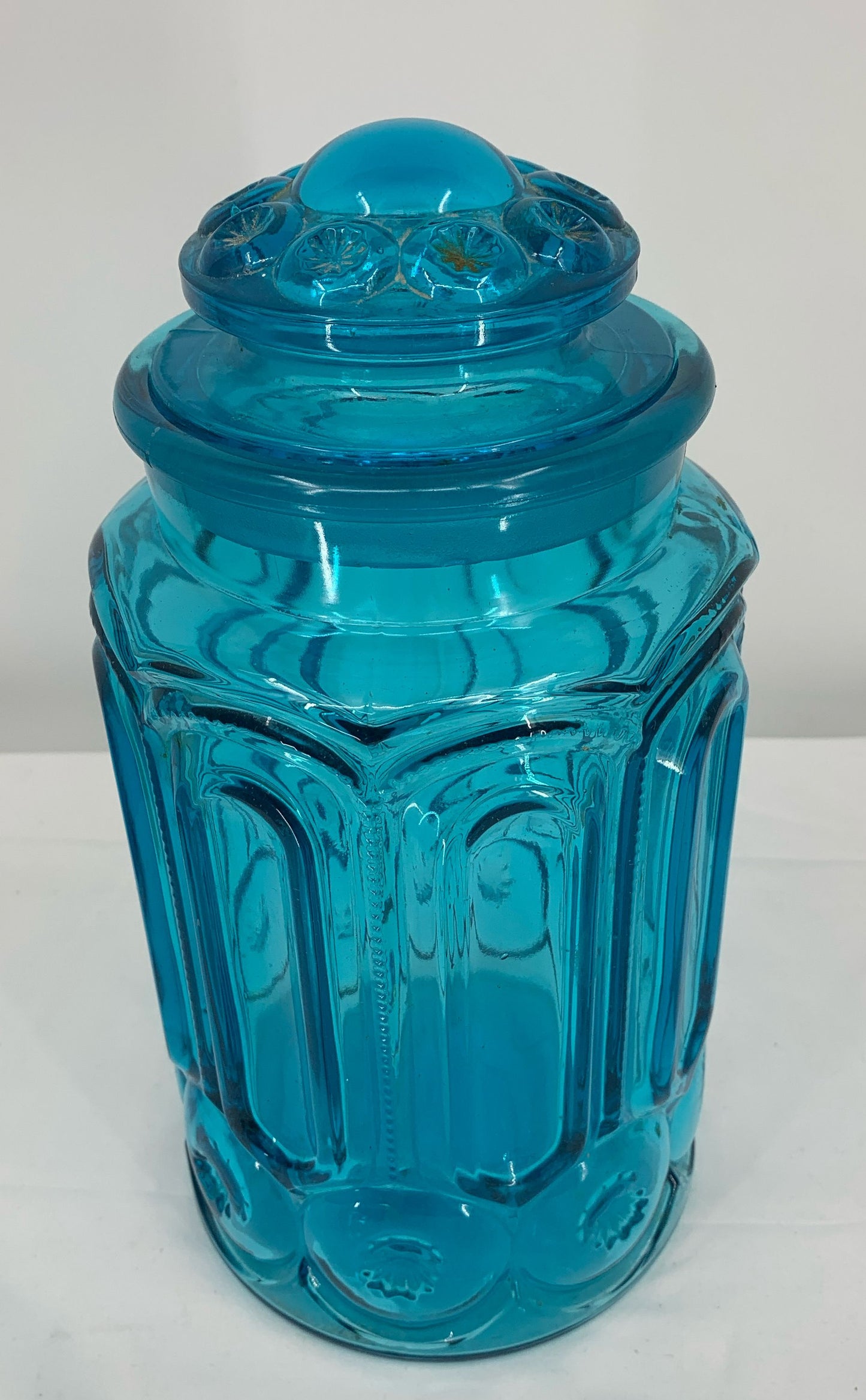 Vintage Brilliant Blue 11" Le Smith Moon And Stars Jar