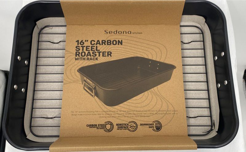 Sedona Kitchen 16 Inch Carbon Steel Roaster With Rack - Non-Stick New