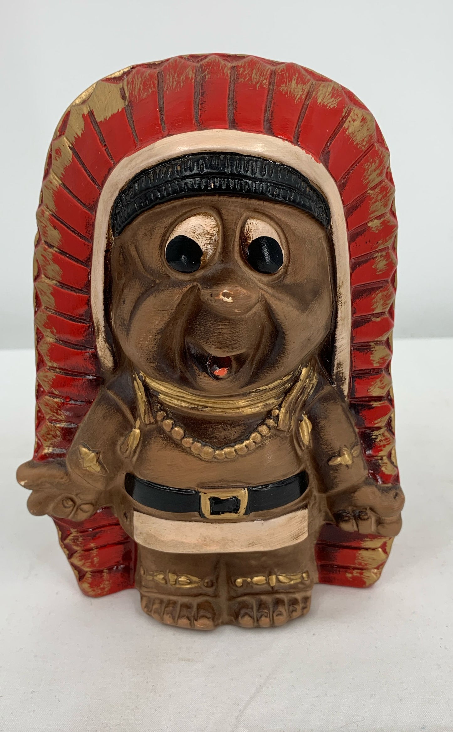 Vintage 1960's Native American Indian Chief Piggy Bank 6.5"